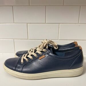 ECCO Soft7 Navy Blue Leather Sneakers